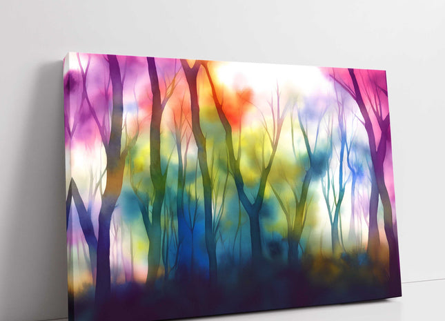 Abstract trees bright and colourful canvas picture print