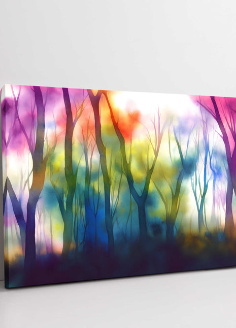 Abstract trees bright and colourful canvas picture print