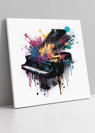 Piano painting colour splash paint dripping modern canvas picture print square