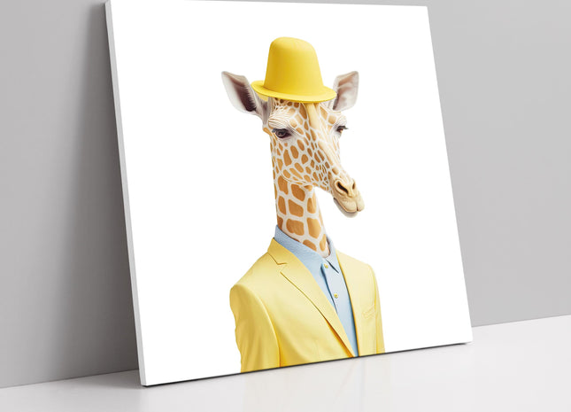 Giraffe dressed up. canvas picture print. A choice of sizes.