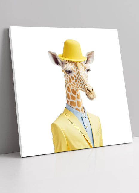 Giraffe dressed up. canvas picture print. A choice of sizes.