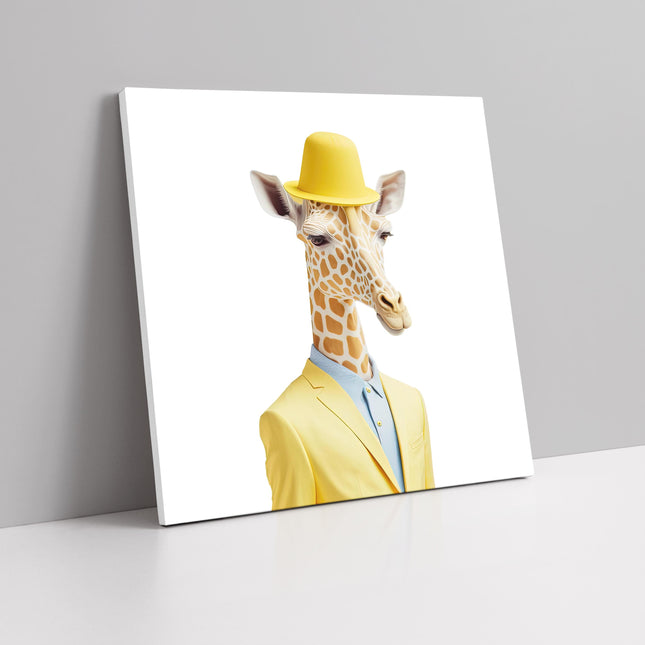 Giraffe dressed up. canvas picture print. A choice of sizes.