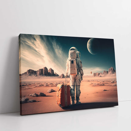 Astronaut tourist in space. Canvas picture print funny space