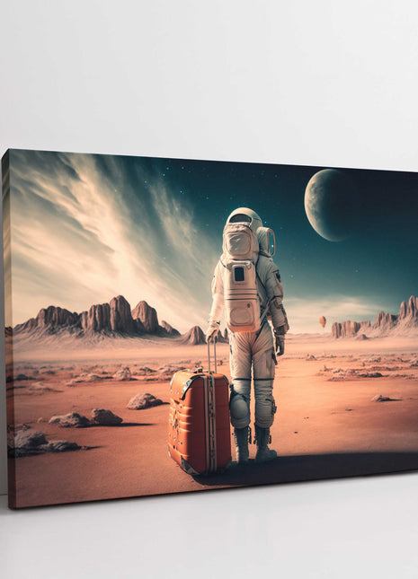 Astronaut tourist in space. Canvas picture print funny space