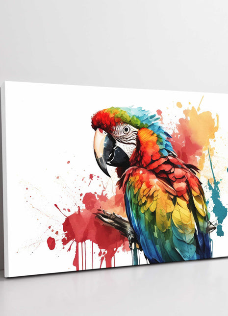Parrot in watercolour, Printed canvas picture. Choice of sizes available.