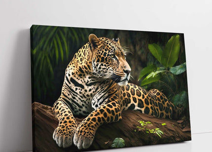 Leopard lying in a tree. Canvas picture print. Choice of sizes available.