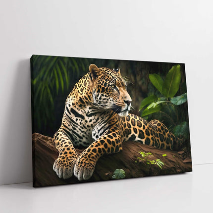Leopard lying in a tree. Canvas picture print. Choice of sizes available.