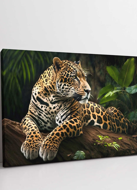 Leopard lying in a tree. Canvas picture print. Choice of sizes available.