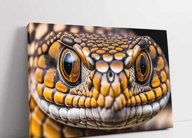 Snake black and yellow close up canvas picture print