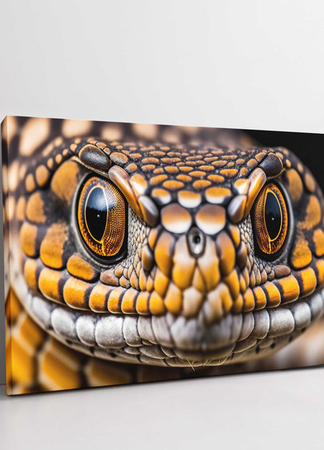 Snake black and yellow close up canvas picture print