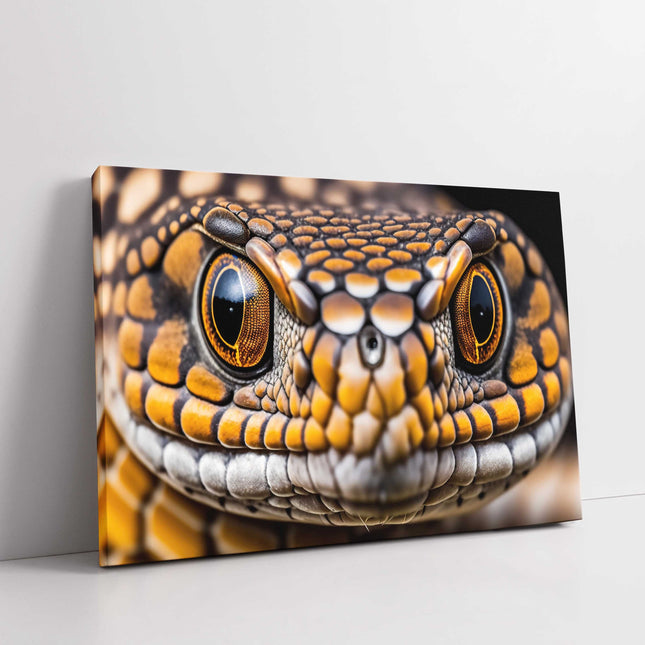 Snake black and yellow close up canvas picture print