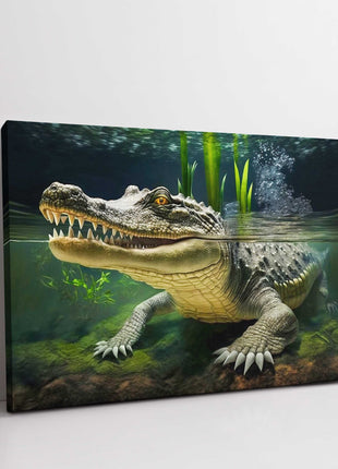 Alligator in water. Wildlife image. Printed Canvas picture print