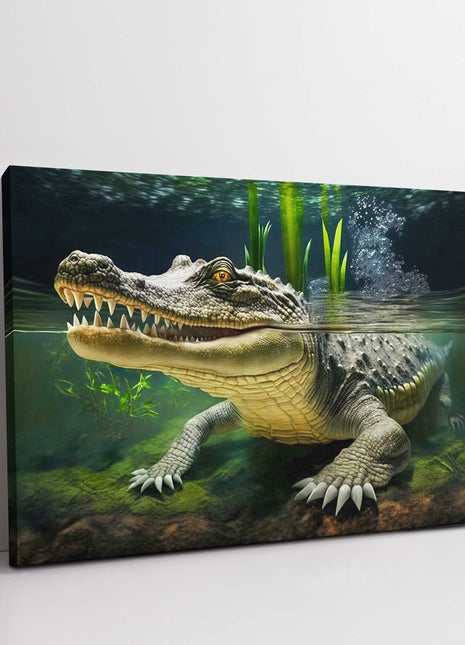 Alligator in water. Wildlife image. Printed Canvas picture print