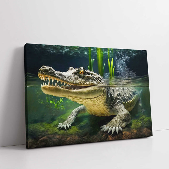 Alligator in water. Wildlife image. Printed Canvas picture print