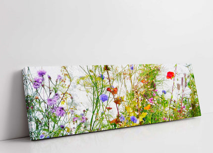 Wild flowers, panoramic canvas picture print vibrant colours spring summer time