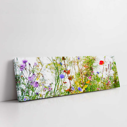 Wild flowers, panoramic canvas picture print vibrant colours spring summer time