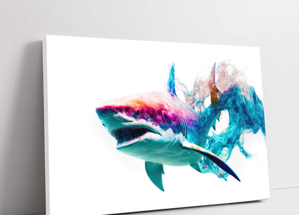 Abstract colourful Shark. Canvas picture print. Available in a choice of sizes.