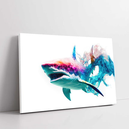Abstract colourful Shark. Canvas picture print. Available in a choice of sizes.