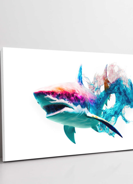Abstract colourful Shark. Canvas picture print. Available in a choice of sizes.