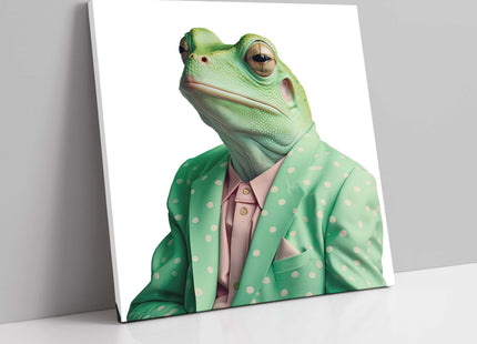 Smart frog portrait dressed up canvas picture print funny
