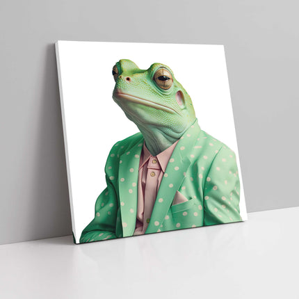 Smart frog portrait dressed up canvas picture print funny