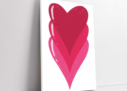 3 hand drawn love hearts canvas picture print portrait