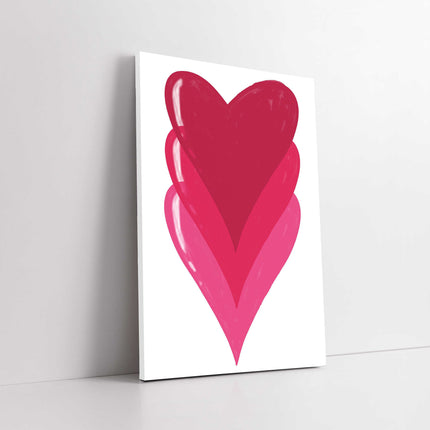 3 hand drawn love hearts canvas picture print portrait
