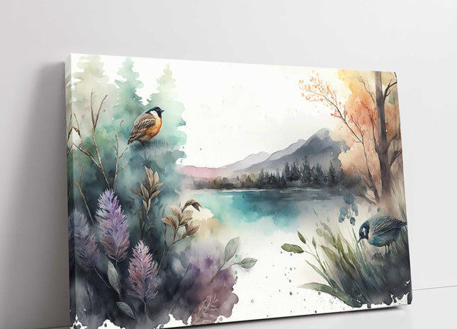 Scenic nature watercolour. Canvas picture print