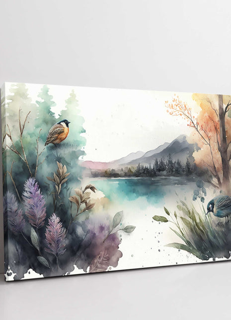 Scenic nature watercolour. Canvas picture print
