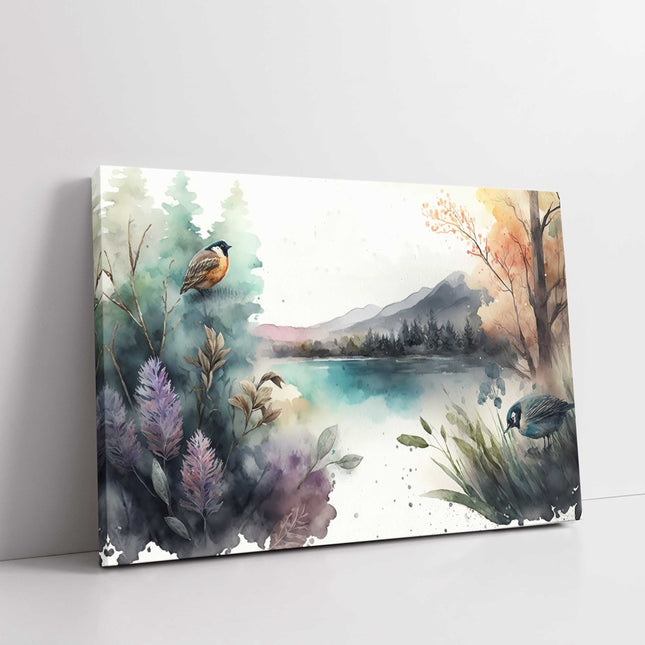 Scenic nature watercolour. Canvas picture print