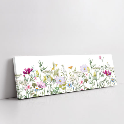 Spring/summer wild flowers, panoramic canvas picture print.