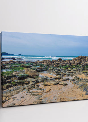 Little Fistral, Newquay, Cornwall beach scene rocky canvas picture print