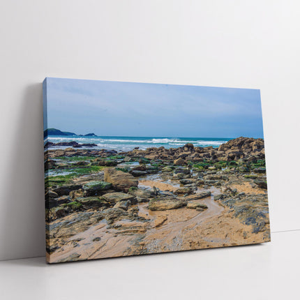 Little Fistral, Newquay, Cornwall beach scene rocky canvas picture print