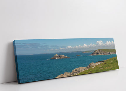 Crantock beach, panoramic canvas picture print. Cornwall beach newquay