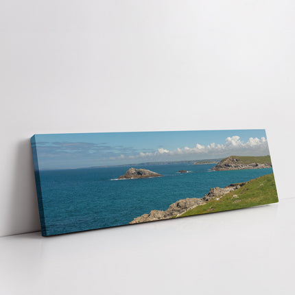 Crantock beach, panoramic canvas picture print. Cornwall beach newquay