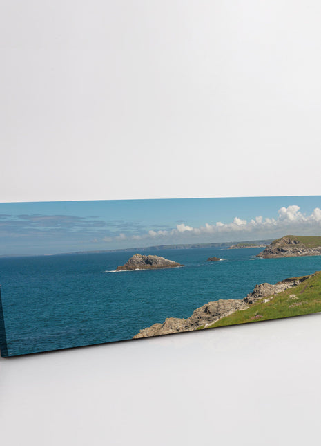 Crantock beach, panoramic canvas picture print. Cornwall beach newquay