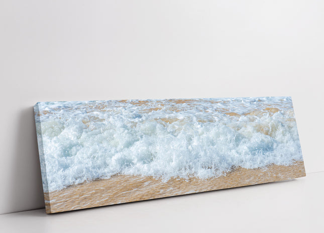 Waves on the shore. Panoramic Canvas picture print cornish beach