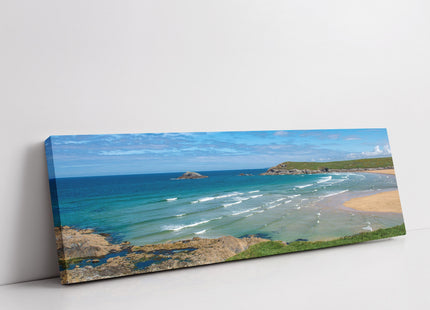 Crantock beach, panoramic canvas picture print sunny beach picture newquay