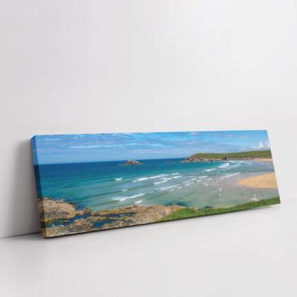 Crantock beach, panoramic canvas picture print sunny beach picture newquay