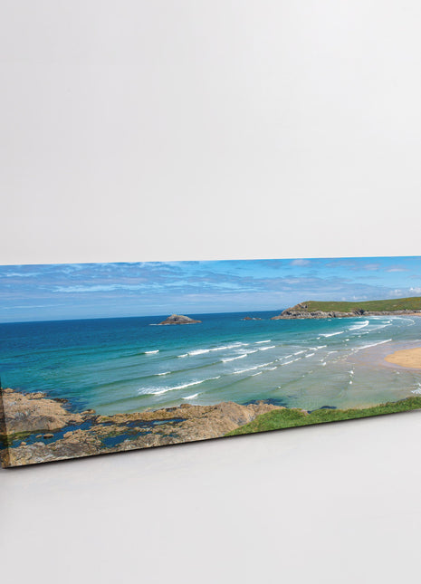 Crantock beach, panoramic canvas picture print sunny beach picture newquay