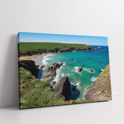 Polly Joke Bay, near Crantock, Cornwall. Canvas picure print tropical sea