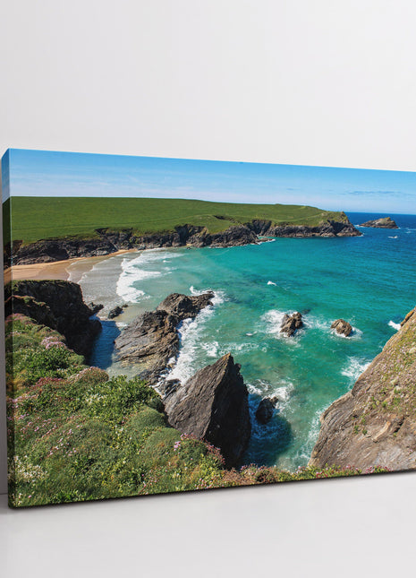Polly Joke Bay, near Crantock, Cornwall. Canvas picure print tropical sea