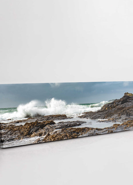 Trevone beach rock pools, near Padstow, Cornwall. Panoramic canvas picture