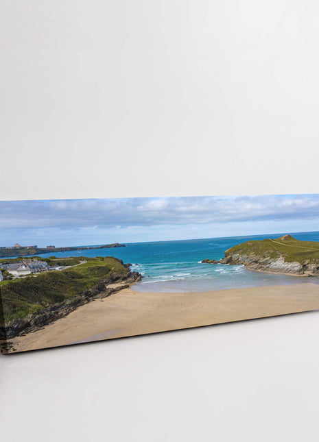 Porth beach, North Cornwall. Panoramic canvas picture print. Beautiful gift.