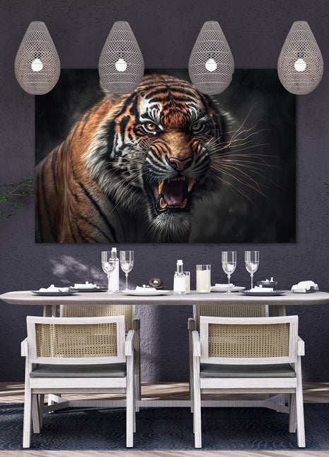 Tiger. Fierce big cat. Wildlife image. Printed Canvas picture print