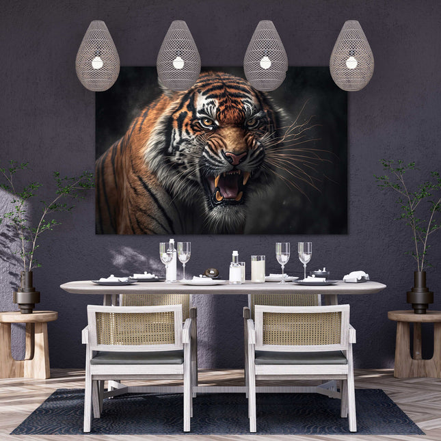 Tiger. Fierce big cat. Wildlife image. Printed Canvas picture print