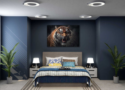 Tiger. Fierce big cat. Wildlife image. Printed Canvas picture print