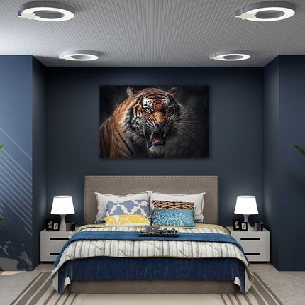 Tiger. Fierce big cat. Wildlife image. Printed Canvas picture print
