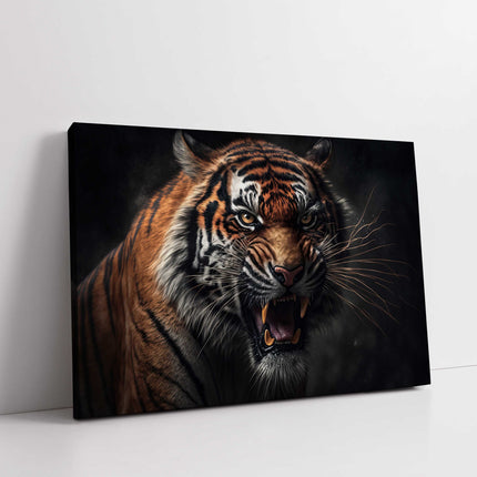 Tiger. Fierce big cat. Wildlife image. Printed Canvas picture print