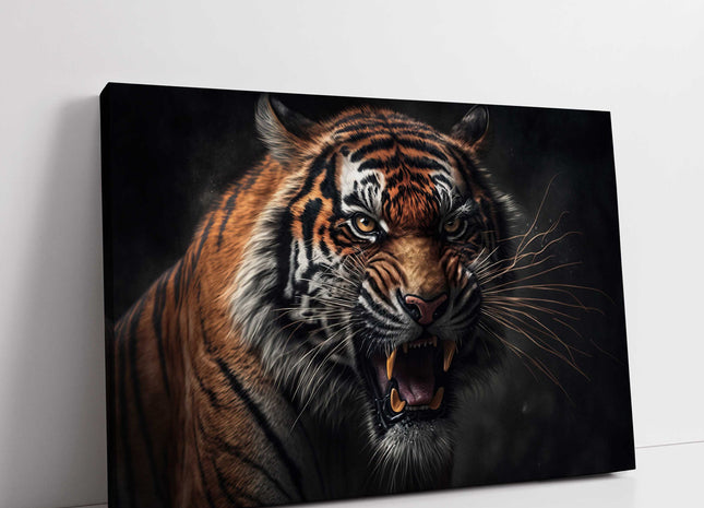 Tiger. Fierce big cat. Wildlife image. Printed Canvas picture print